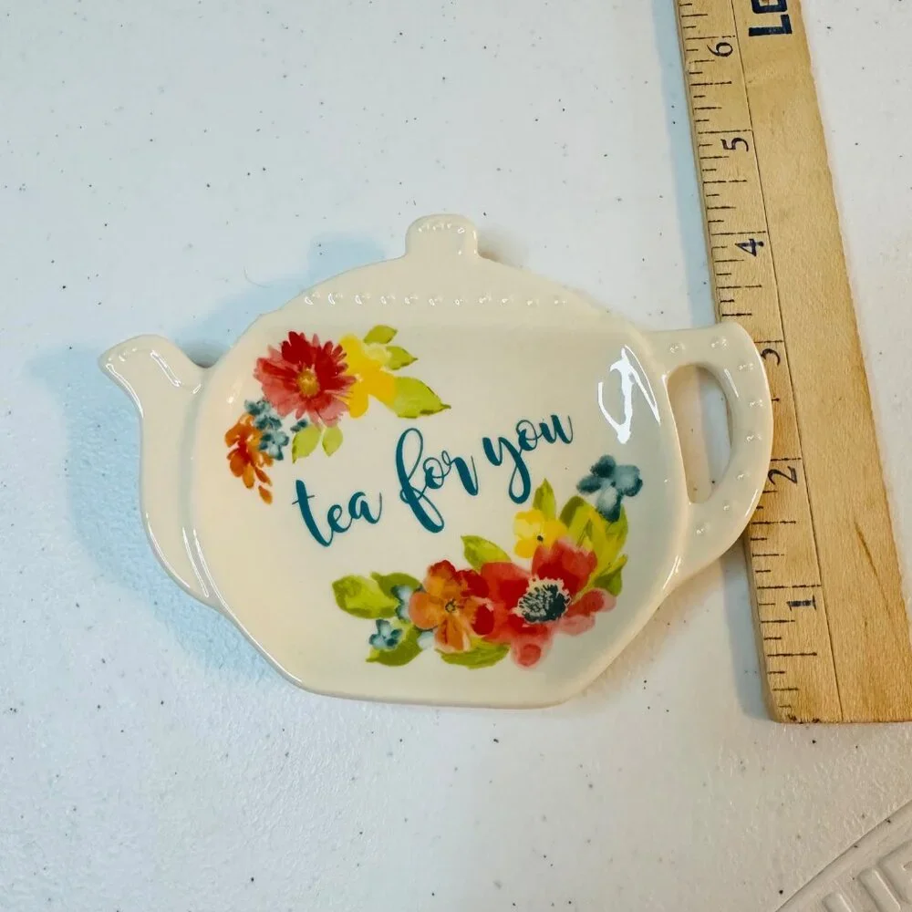 The Pioneer Woman Tea For You Tea Bag Holder With Floral Design